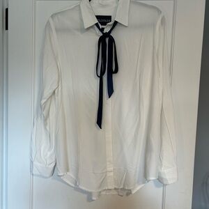 Wildfang White Button Down Shirt with Black Tie